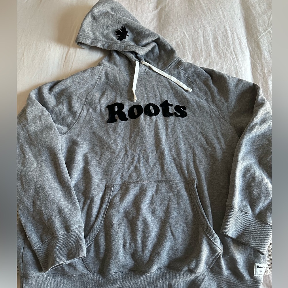 Roots Men's Gray Hoodie with Black Logo